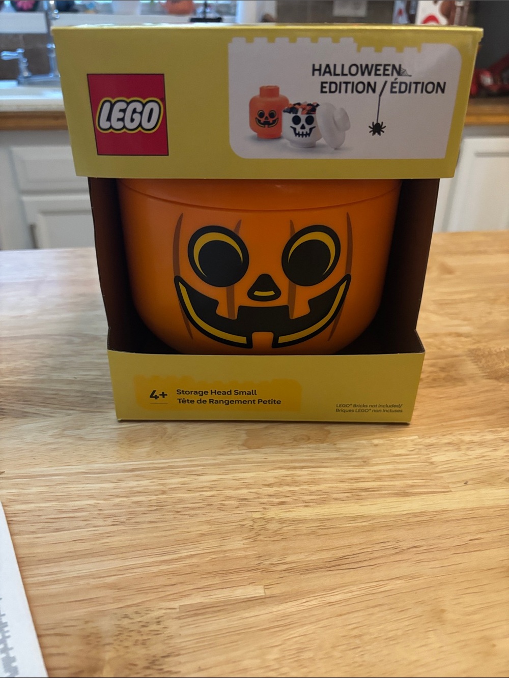 Lego Orange Pumpkin Storage Head with Black Jack-o'-Lantern Face